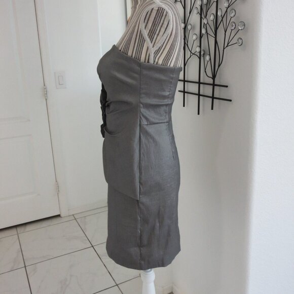 New Romeo And Juliet Strapless Silver Ruched Side Short Dress S Small NWT - Picture 6 of 11